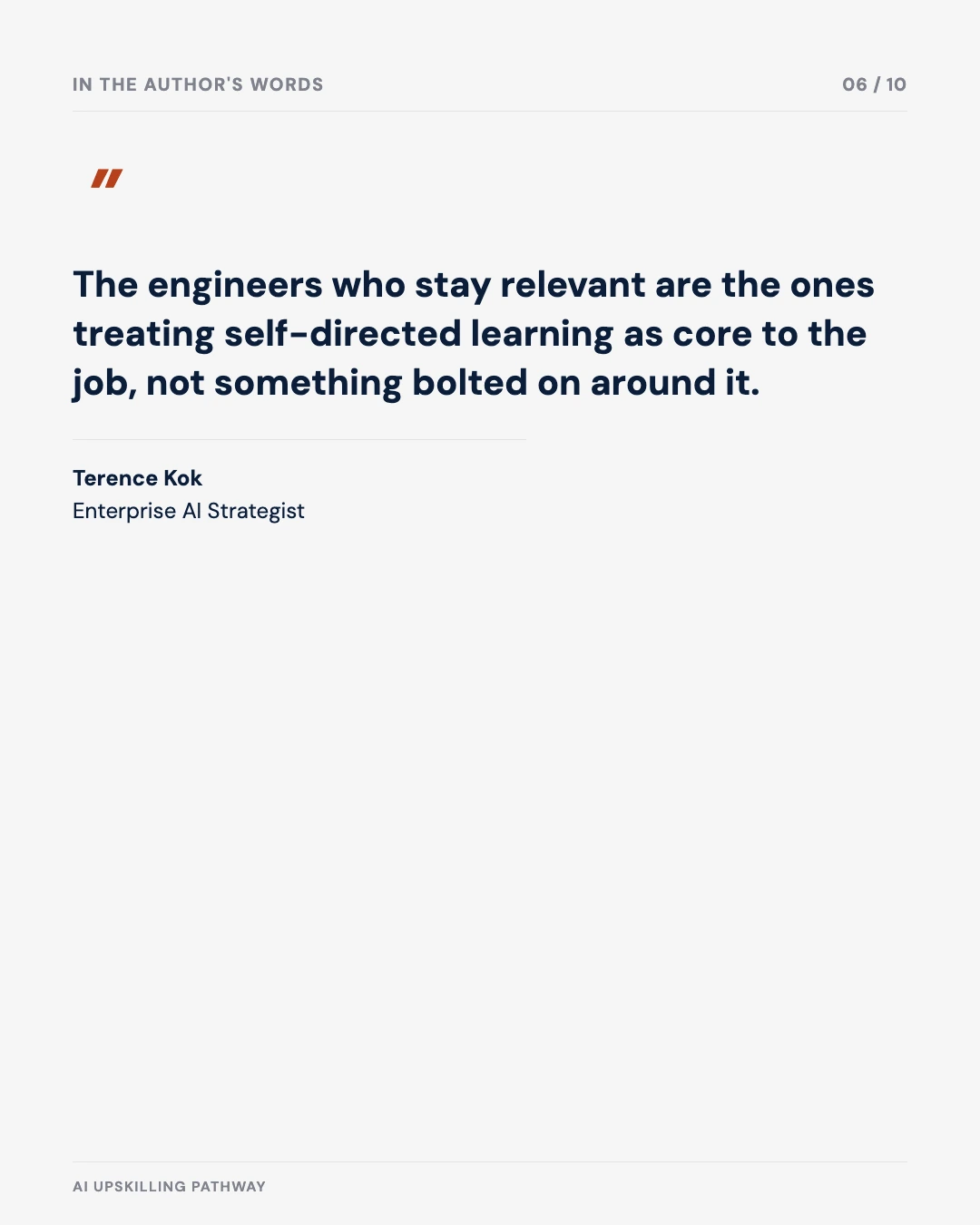 Carousel slide 6: quote from the author on self-directed learning