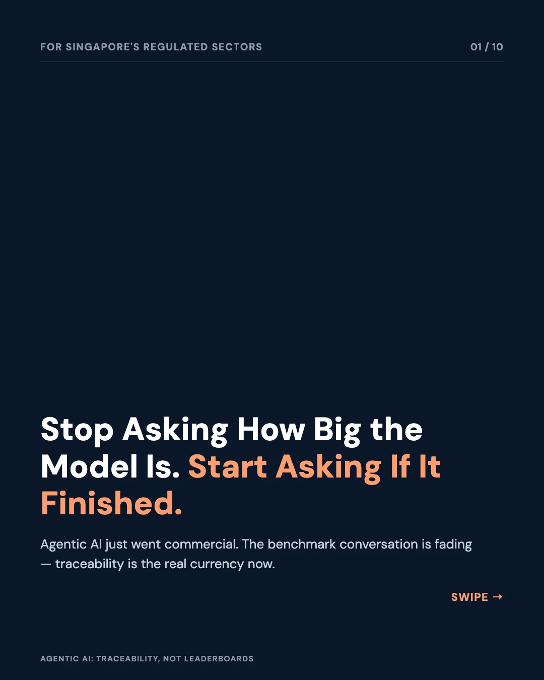 Carousel slide 1: cover, stop asking how big the model is, start asking if it finished