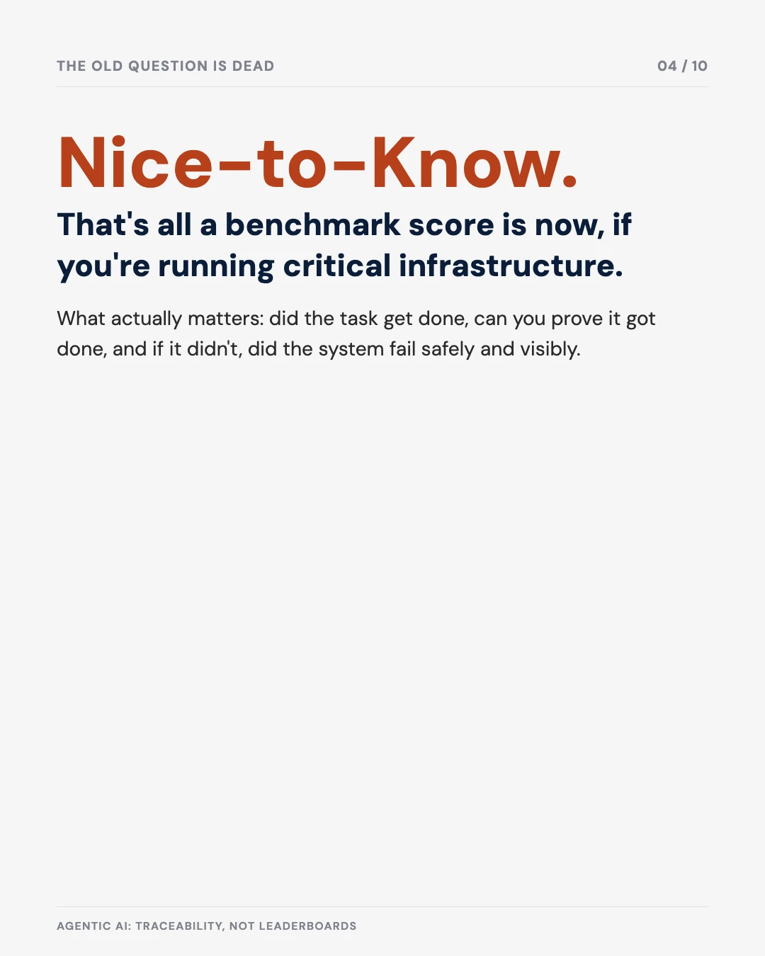 Carousel slide 4: a benchmark score is now just nice-to-know