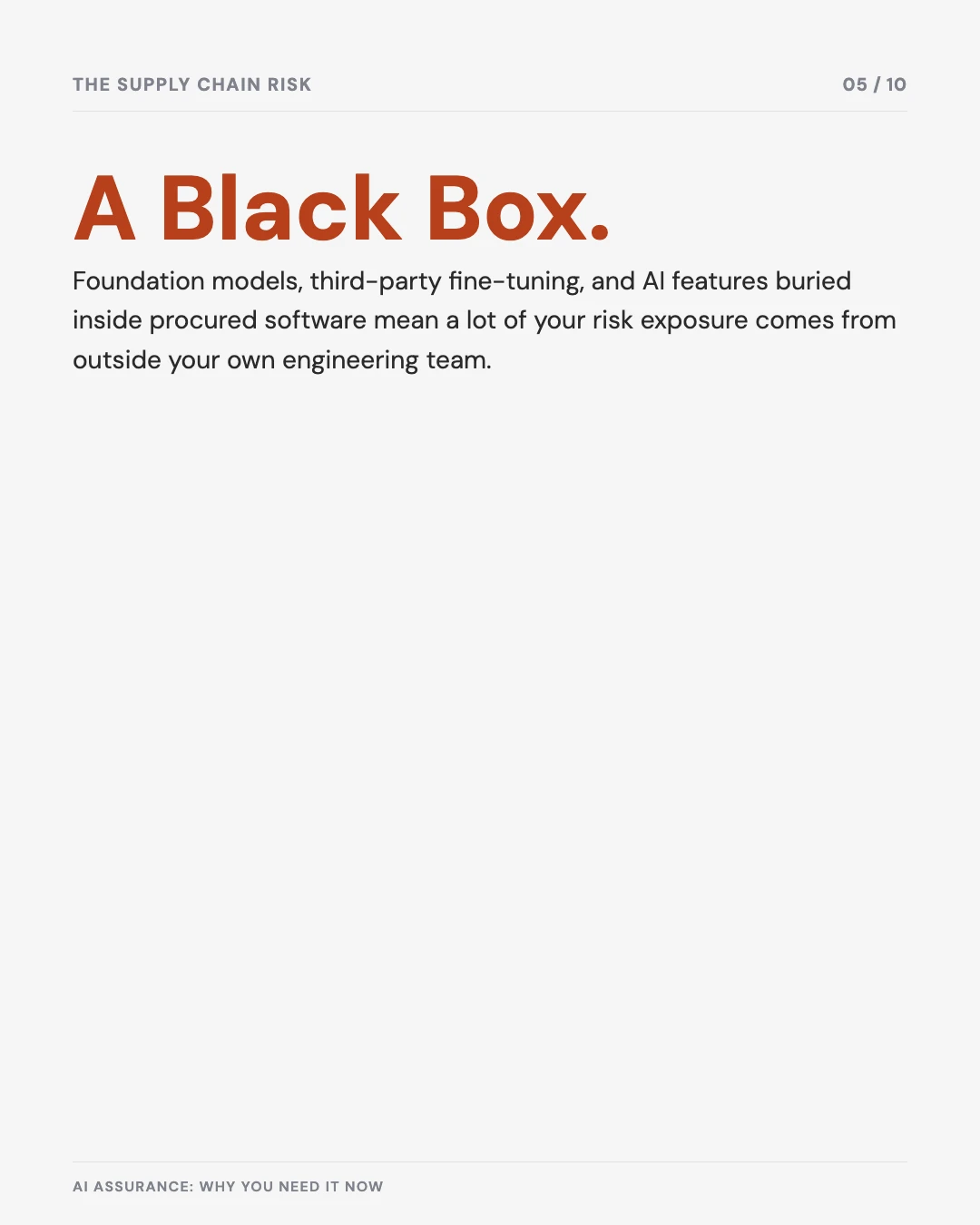 Carousel slide 5: a black box, the AI supply chain risk