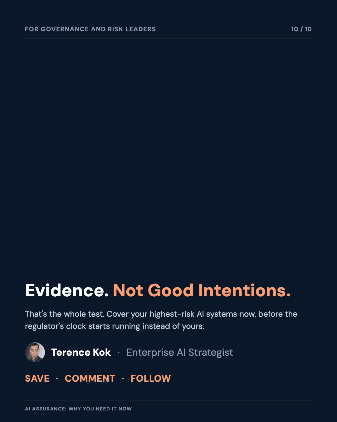 Carousel slide 10: closing, evidence, not good intentions