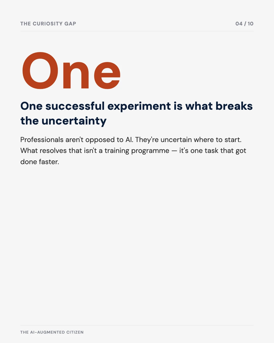 Carousel slide 4: one successful experiment is what breaks the uncertainty
