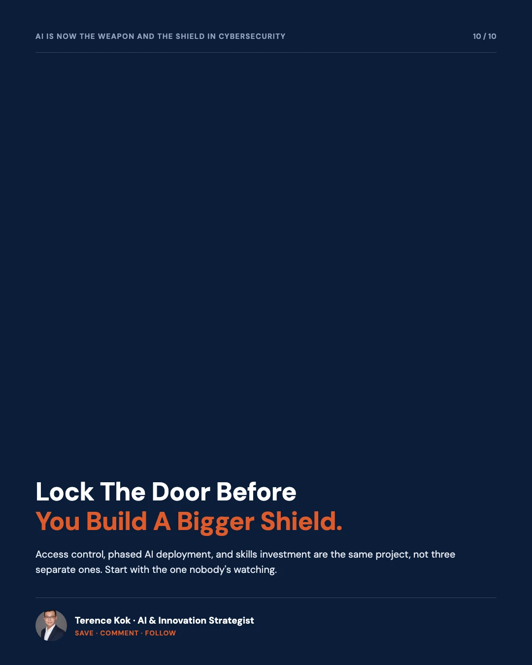 Carousel slide 10: closing, lock the door before you build a bigger shield, save comment follow