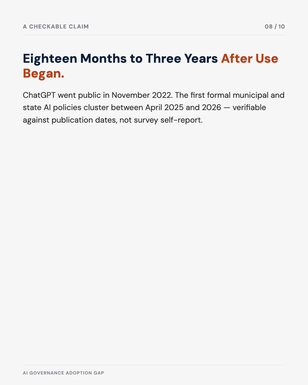 Carousel slide 8: eighteen months to three years after informal use began