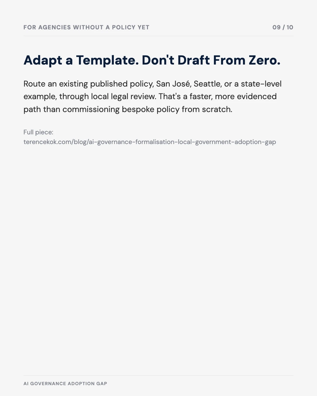 Carousel slide 9: adapt a template, don't draft from zero