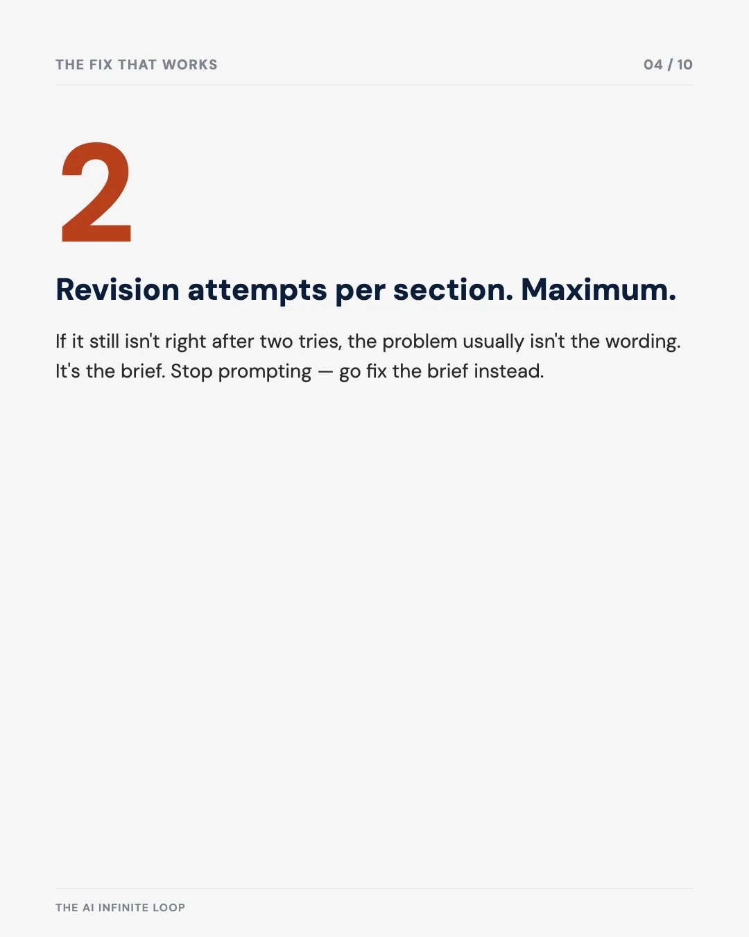 Carousel slide 4: two revision attempts per section, maximum