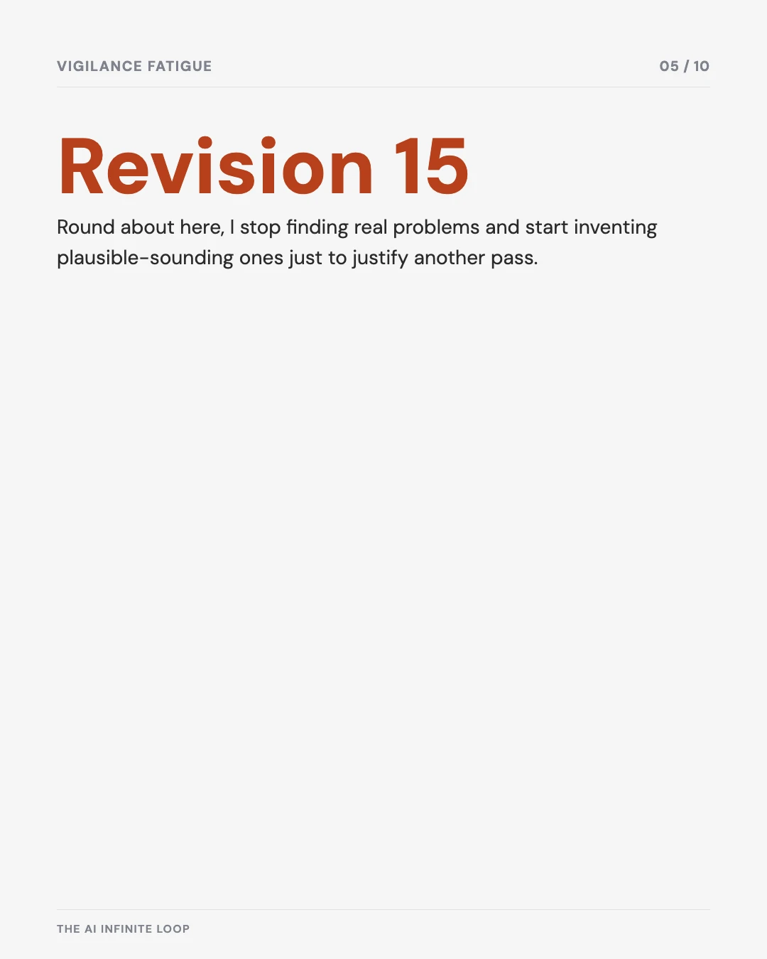 Carousel slide 5: revision 15, vigilance fatigue