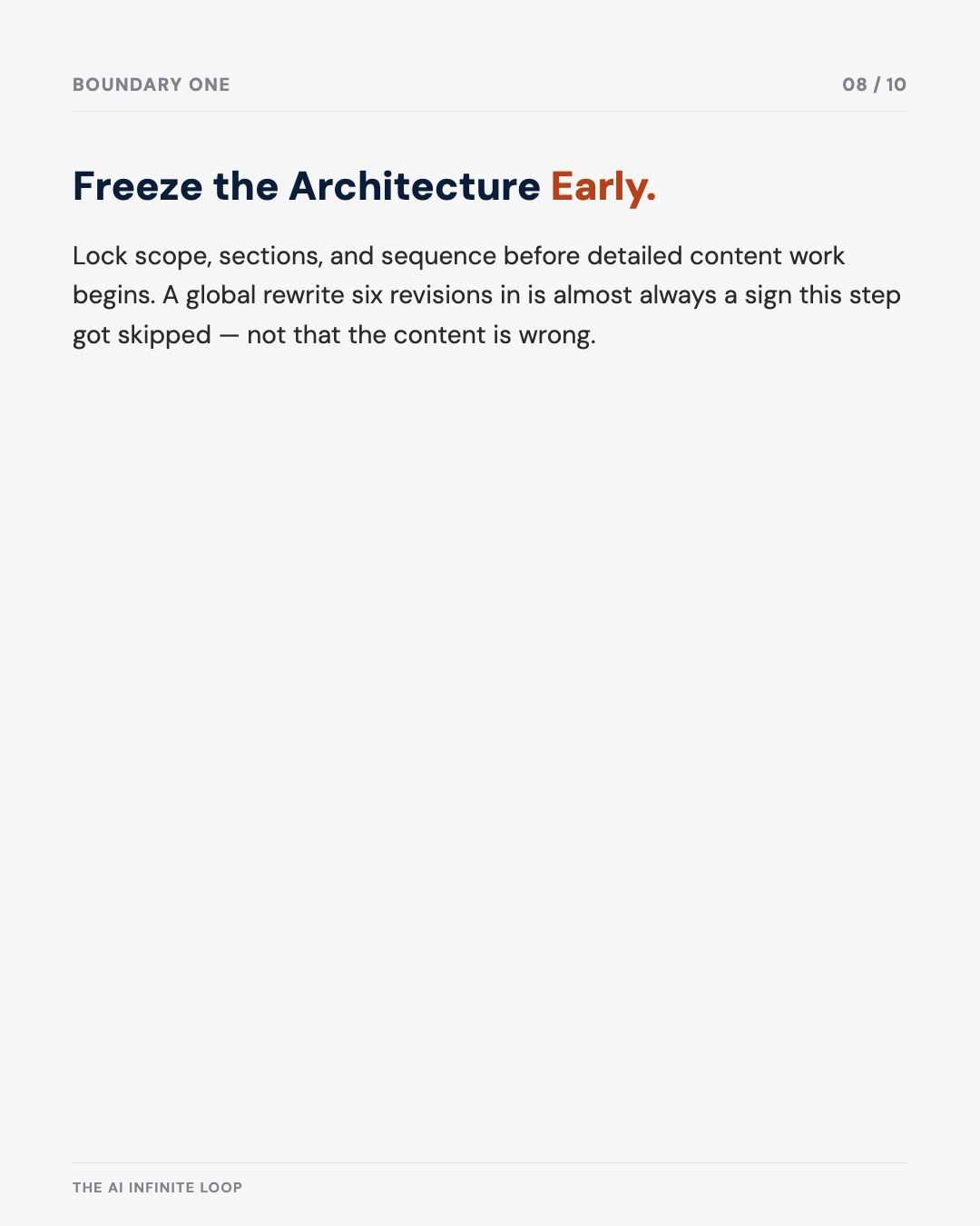 Carousel slide 8: freeze the architecture early