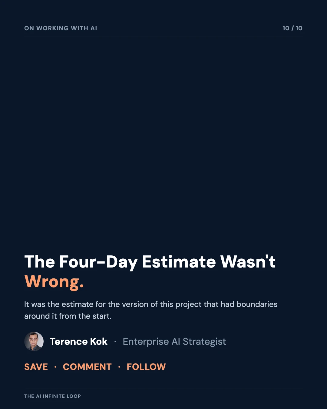 Carousel slide 10: closing, the four-day estimate wasn't wrong