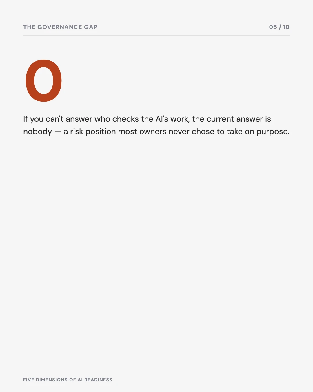 Carousel slide 5: if nobody checks the AI's work, the answer is nobody