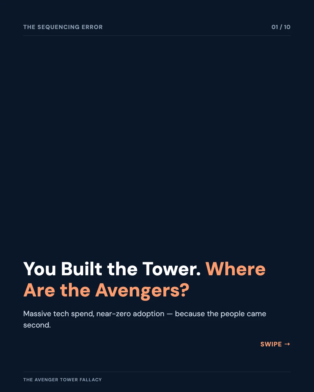 Carousel slide 1: cover, you built the tower, where are the avengers
