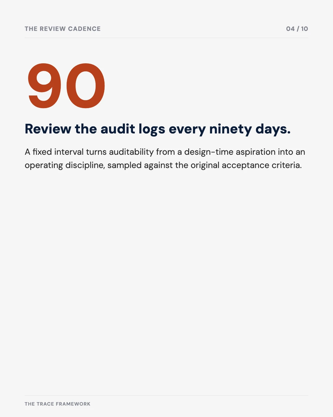 Carousel slide 4: review the audit logs every ninety days