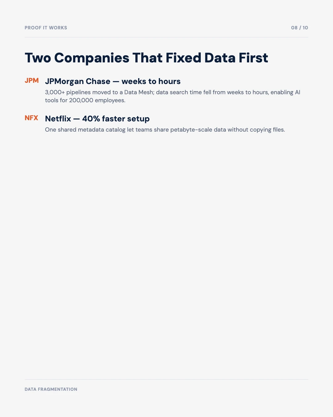 Carousel slide 8: JPMorgan Chase and Netflix case studies
