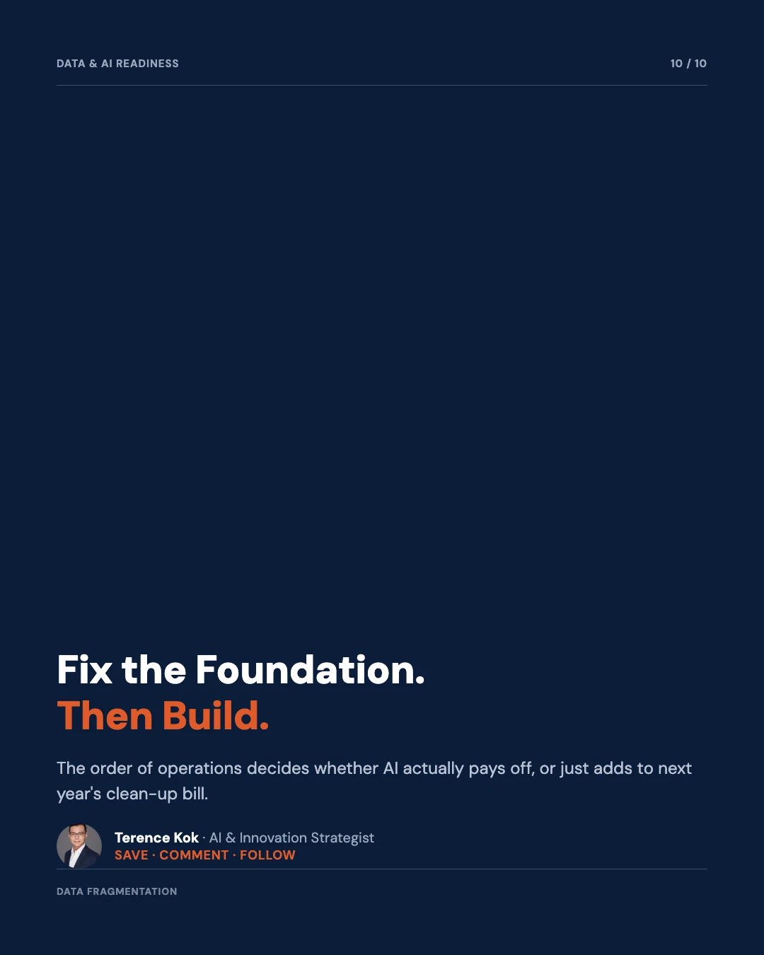 Carousel slide 10: closing call to action, fix data first