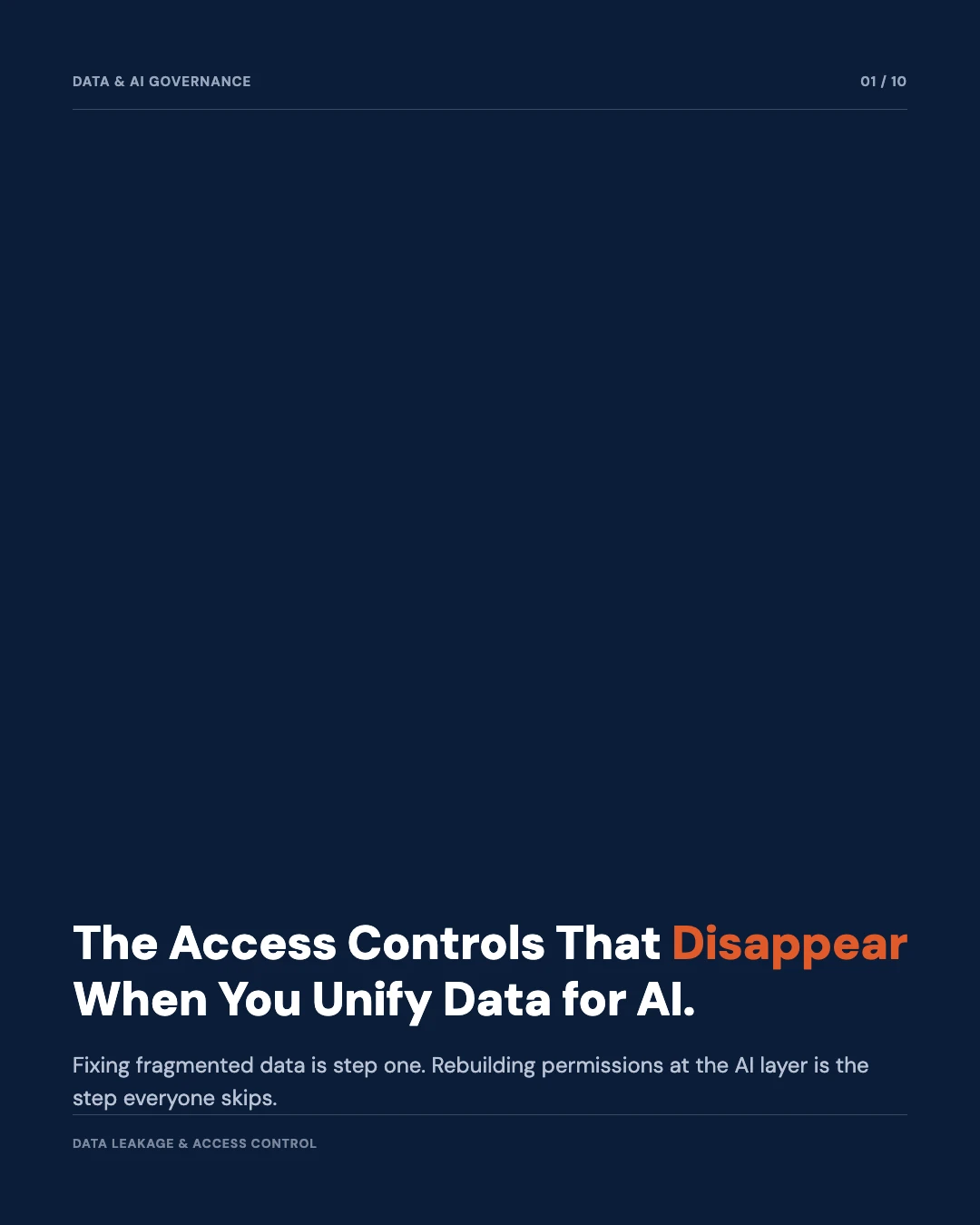 Carousel slide 1: cover, the access controls that disappear when data is unified for AI