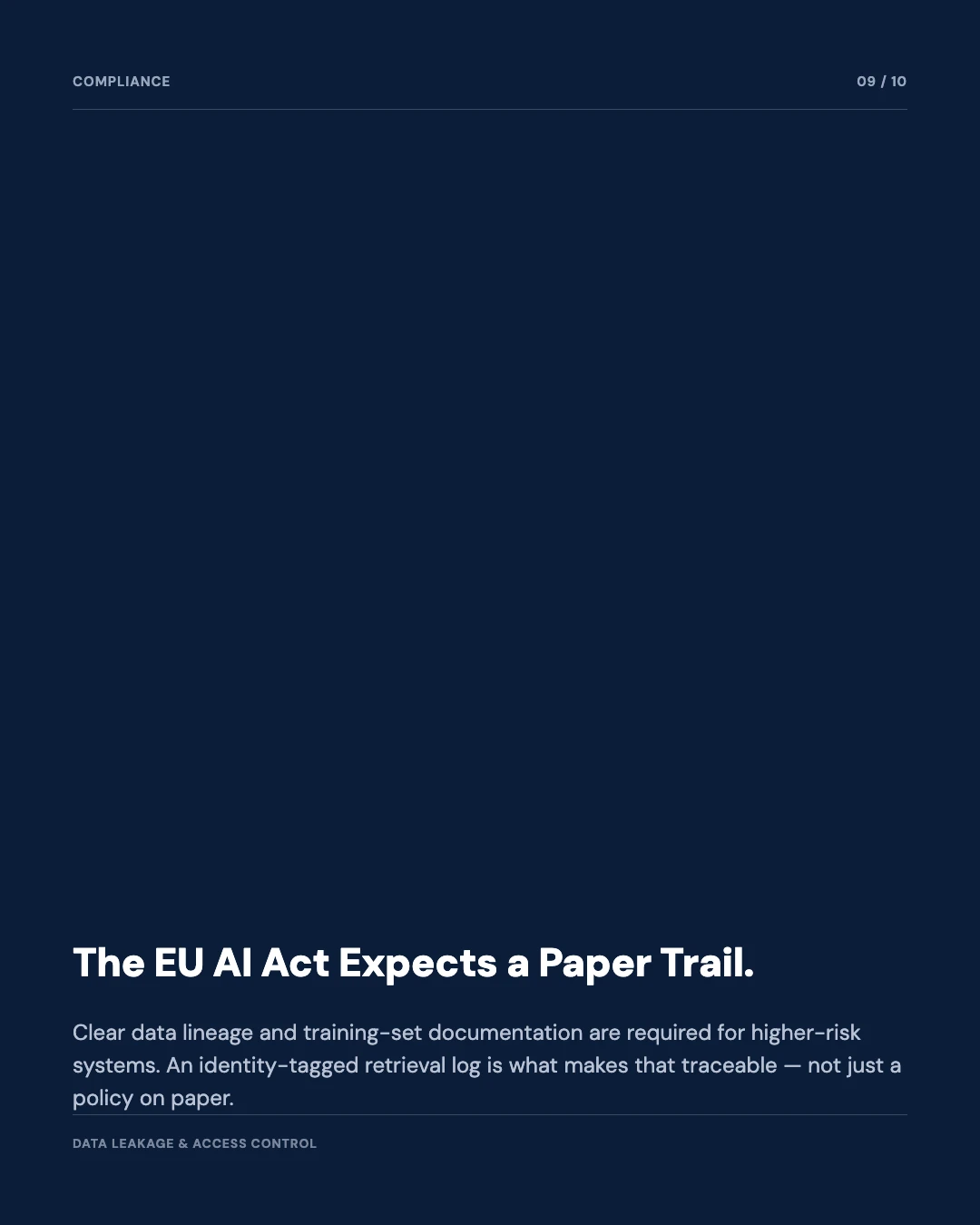 Carousel slide 9: the EU AI Act traceability requirement