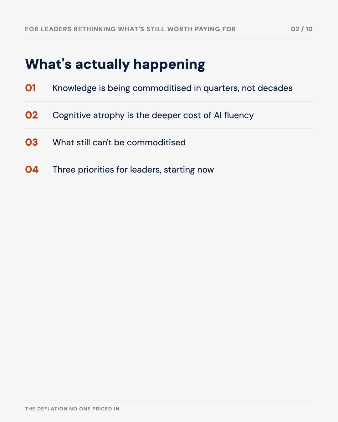 Carousel slide 2: agenda — what's actually happening