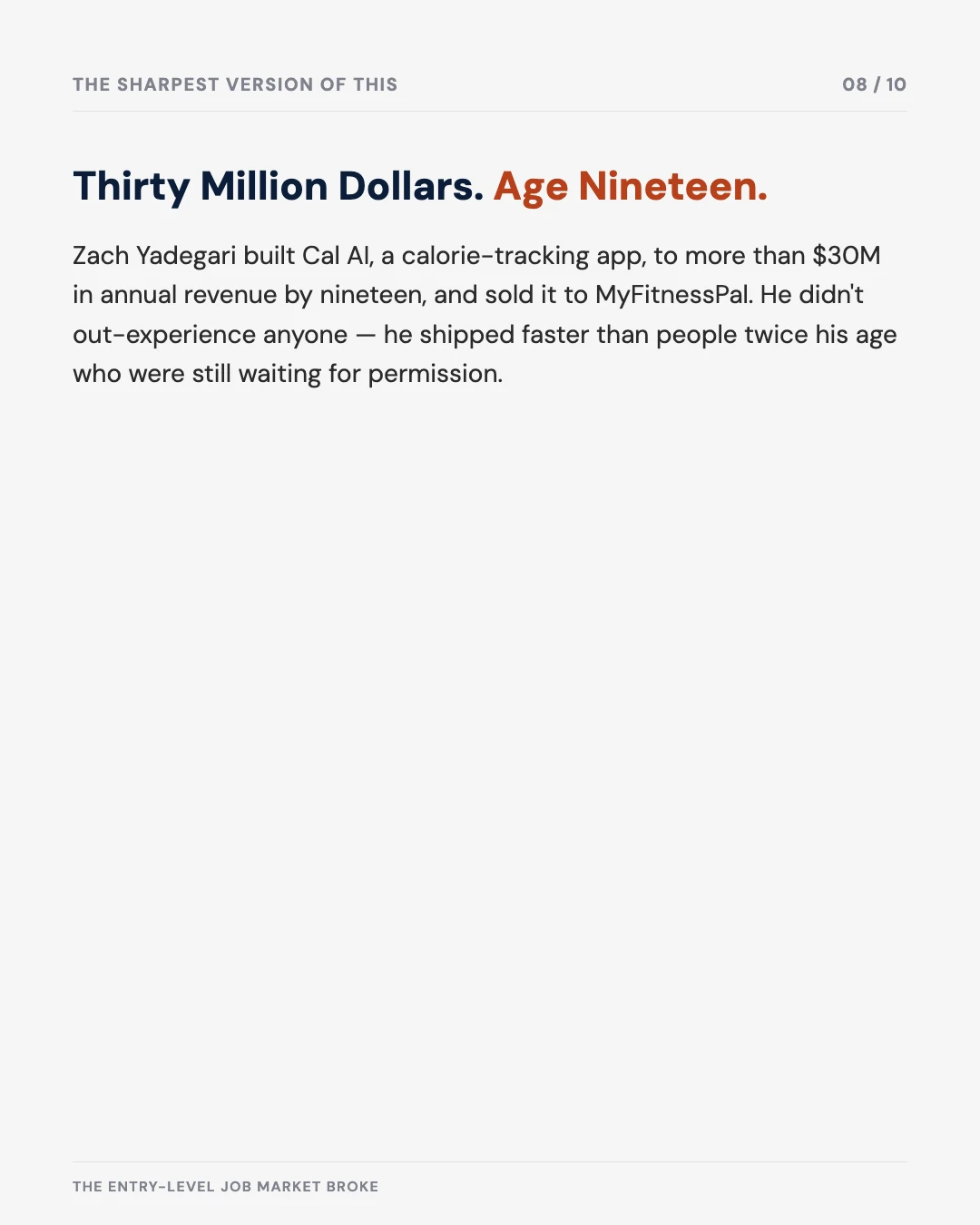 Carousel slide 8: Zach Yadegari, thirty million dollars at age nineteen