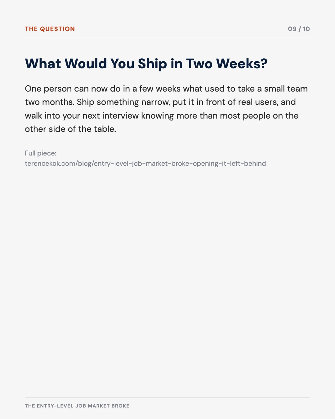 Carousel slide 9: what would you ship in two weeks
