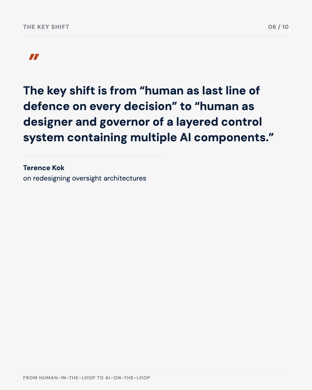Carousel slide 6: quote on redesigning oversight architectures