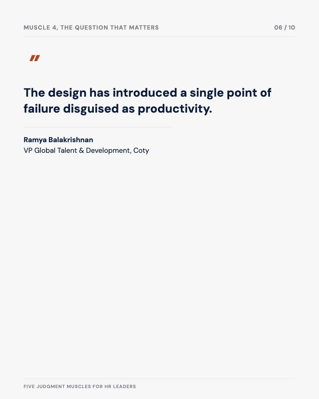 Carousel slide 6: quote from Ramya Balakrishnan on single points of failure