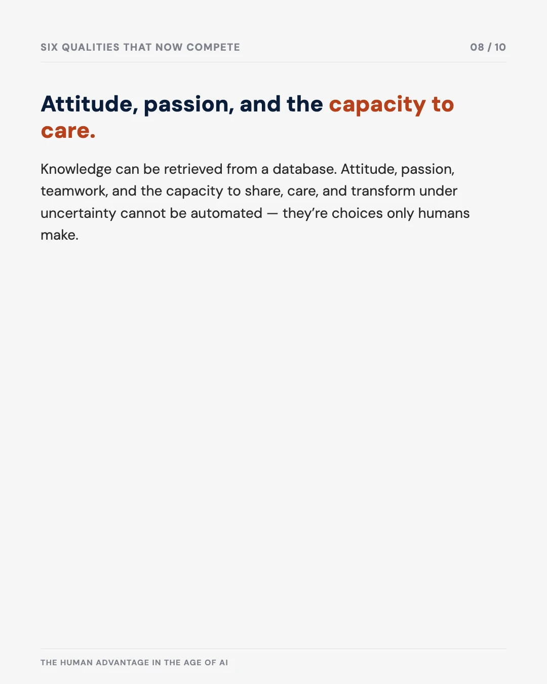 Carousel slide 8: six qualities that now define competitive advantage
