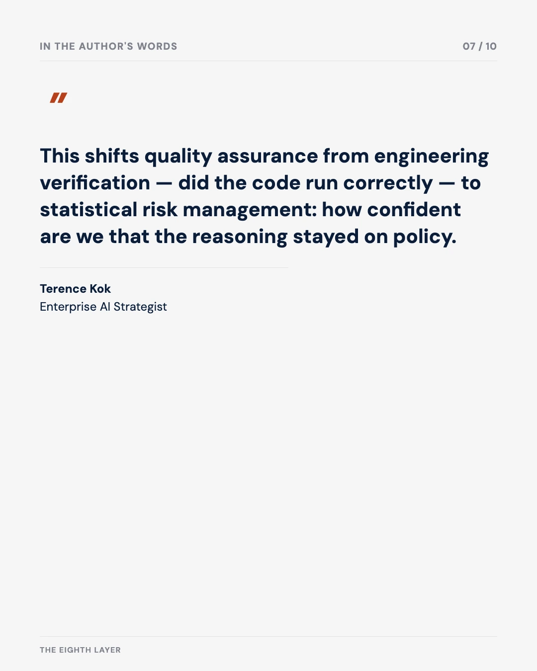 Carousel slide 7: quote from the author on statistical risk management