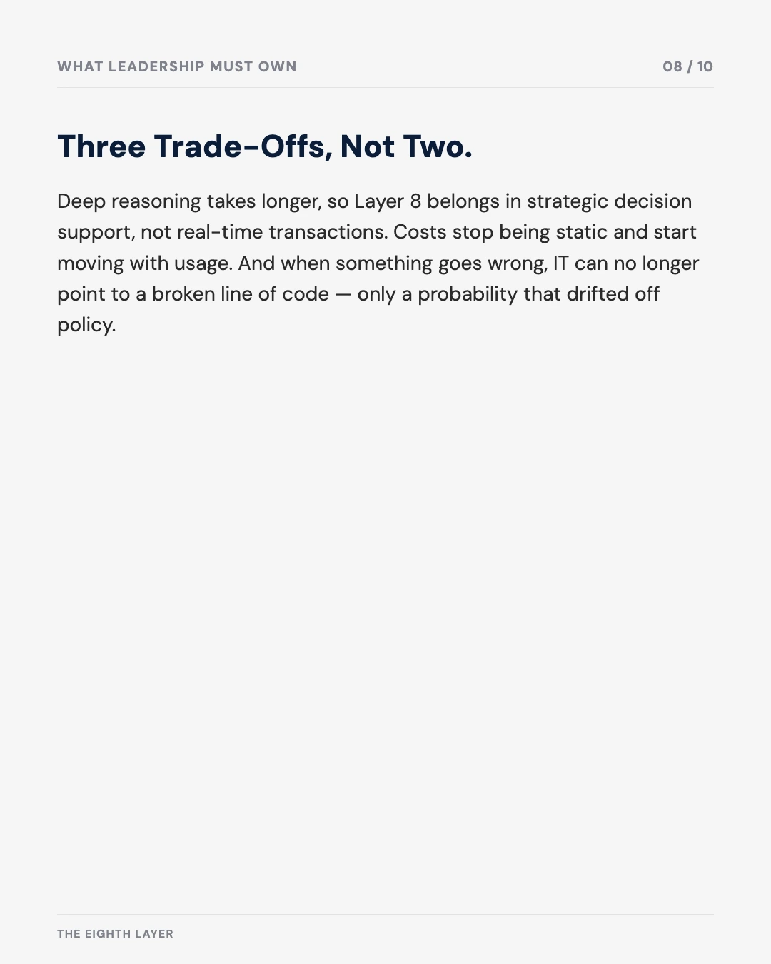 Carousel slide 8: Three Trade-Offs, Not Two