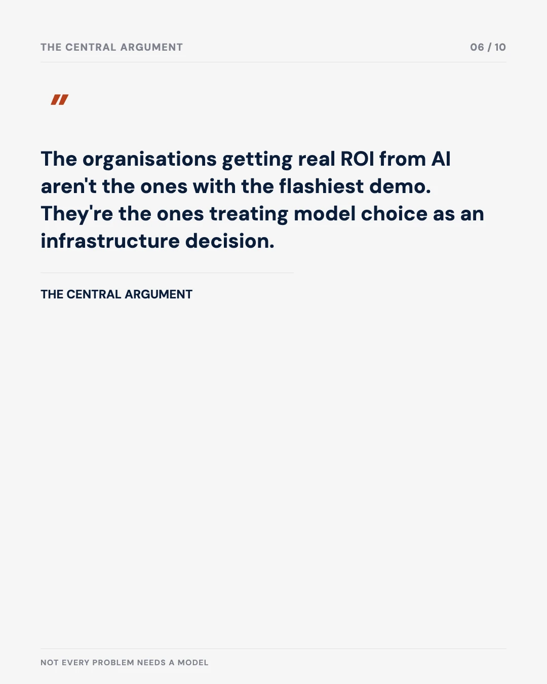 Carousel slide 6: quote on treating model choice as an infrastructure decision