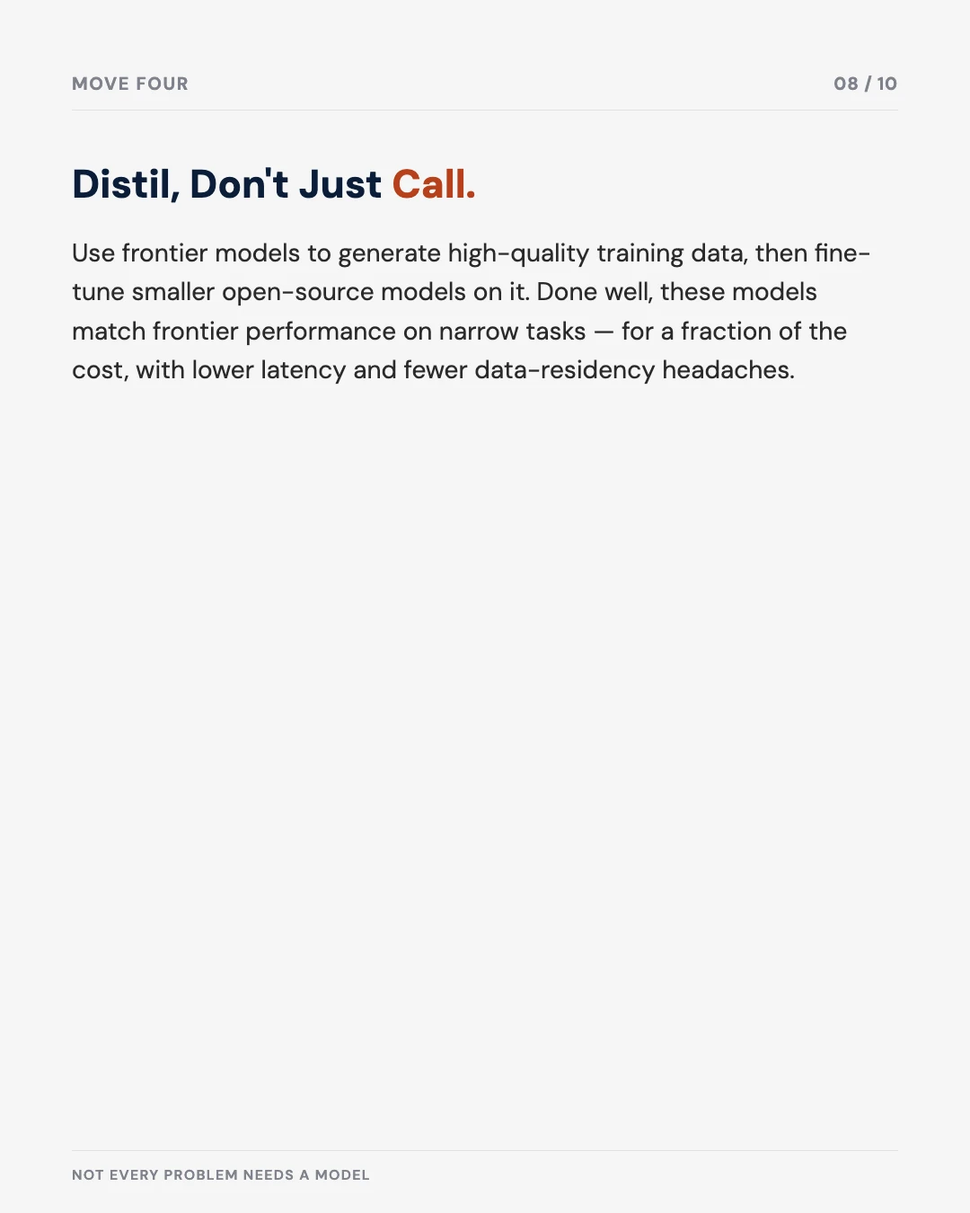 Carousel slide 8: distil, don't just call