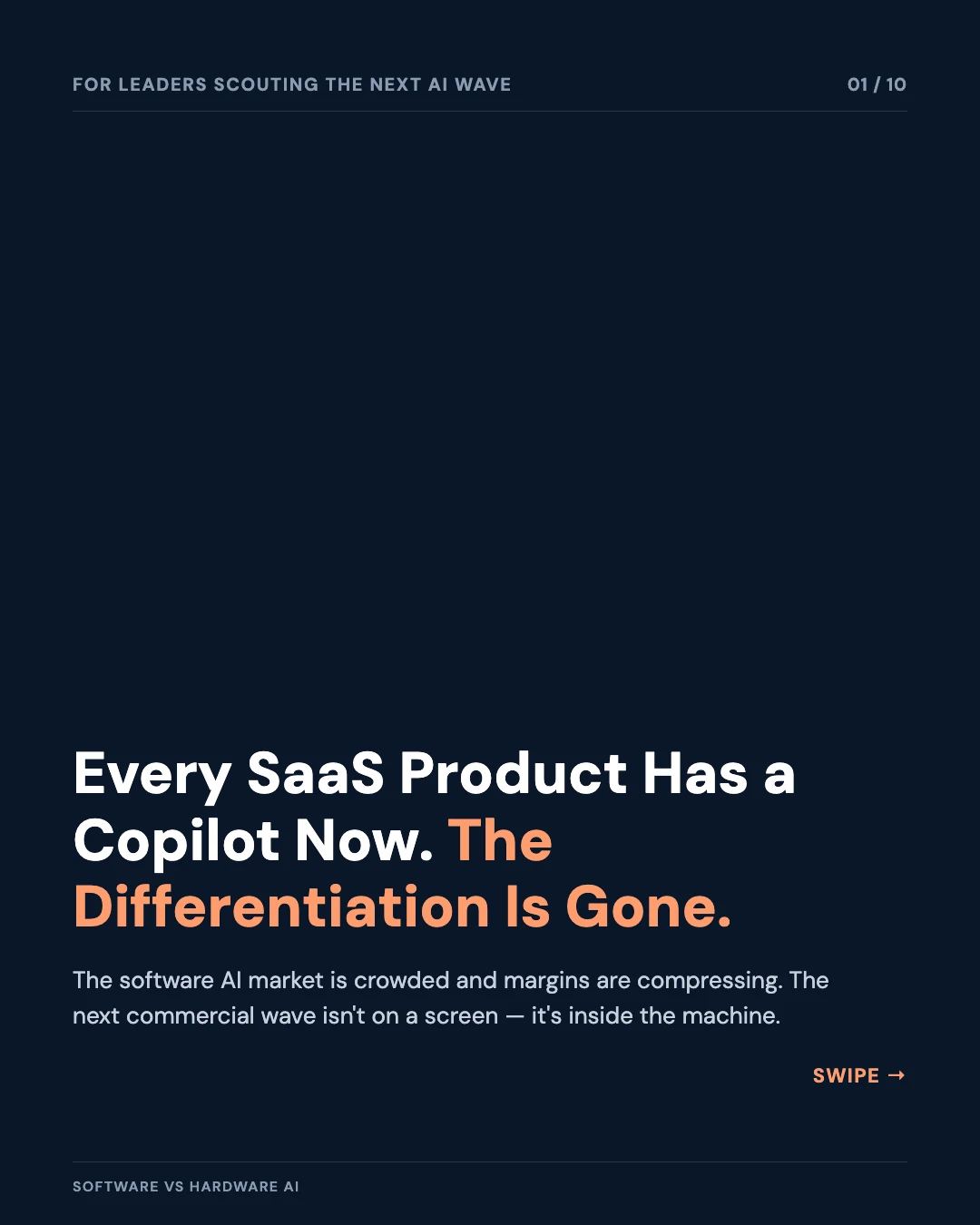 Carousel slide 1: cover — every SaaS product has a copilot now, the differentiation is gone