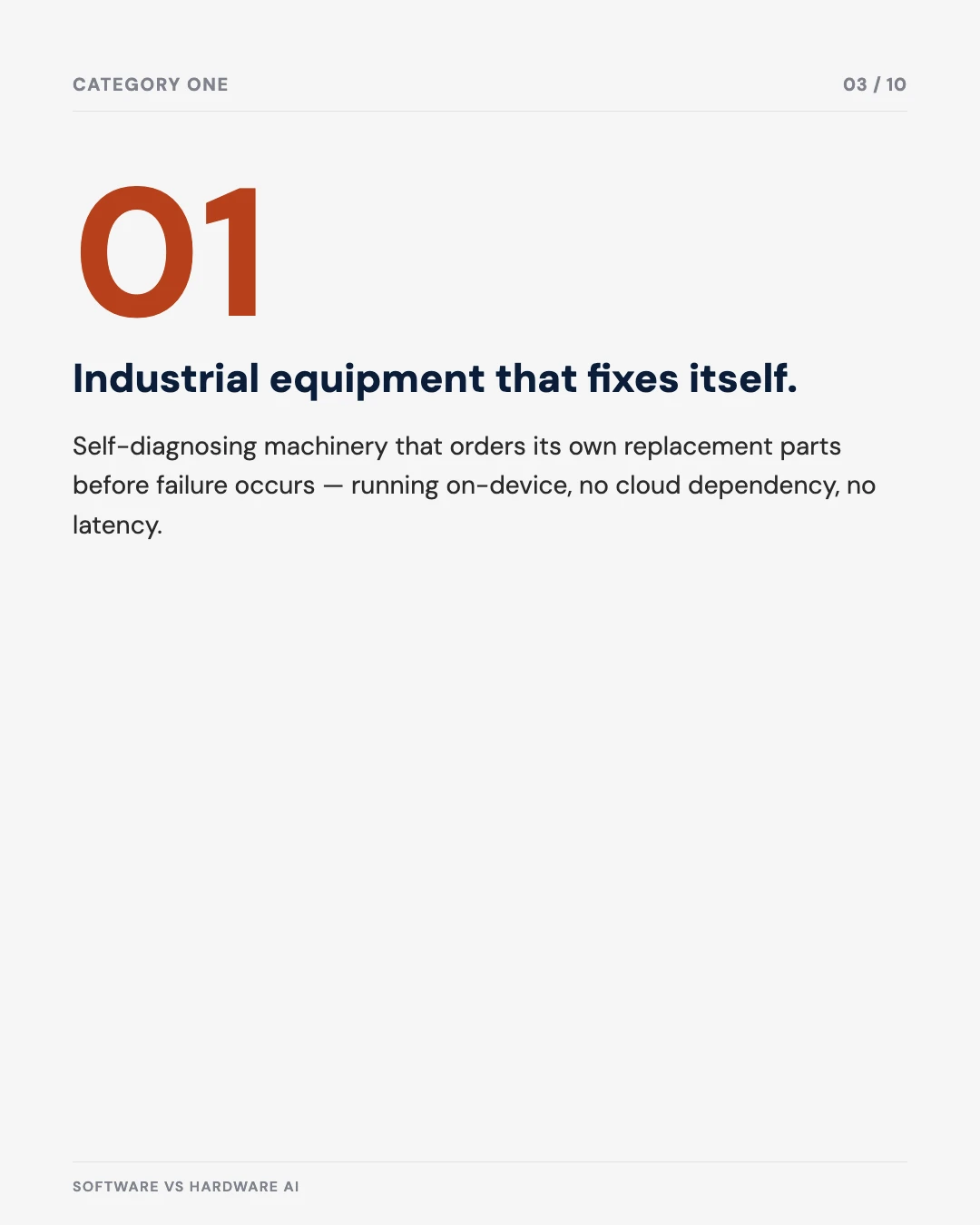 Carousel slide 3: category one — industrial equipment that fixes itself