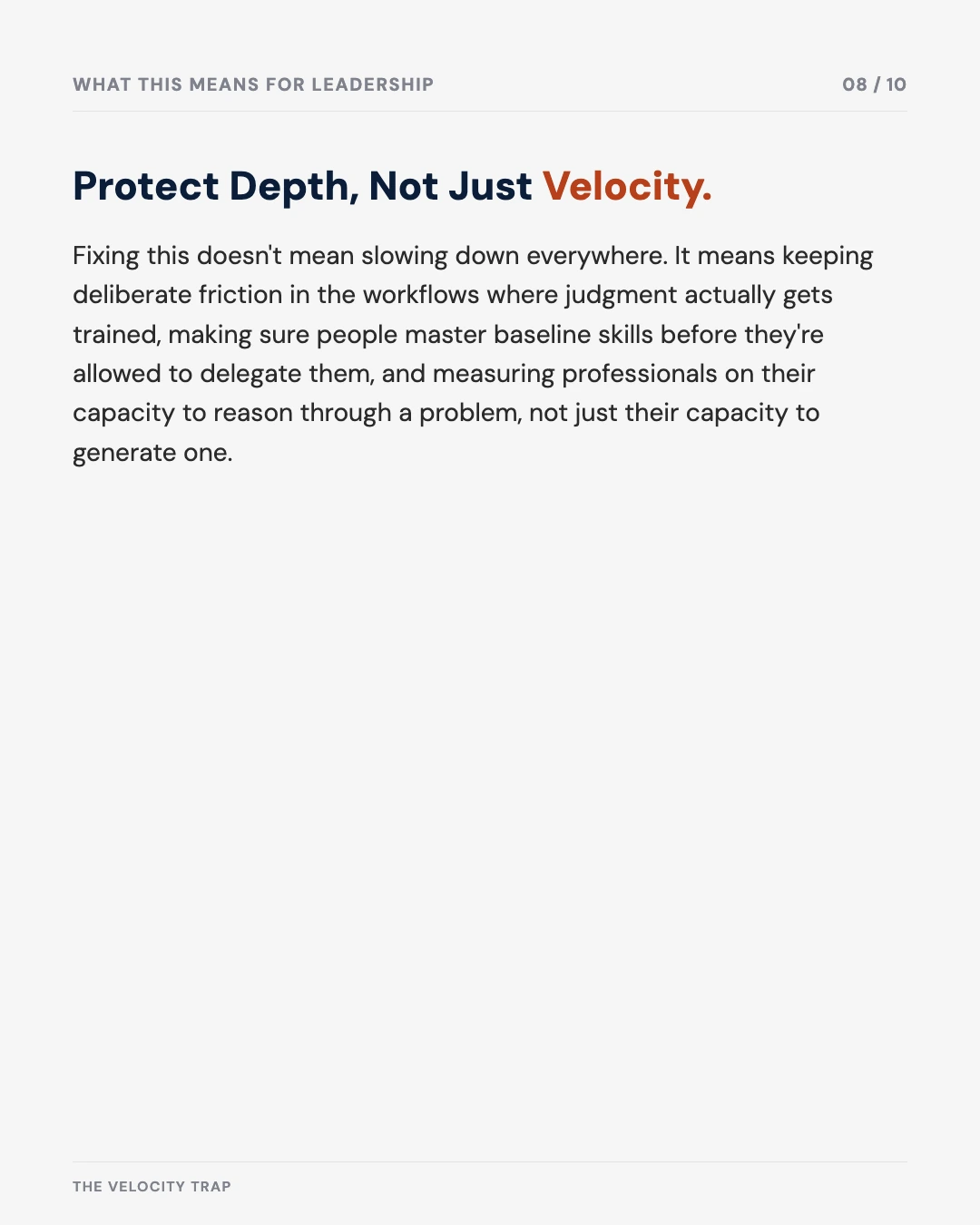 Carousel slide 8: Protect depth, not just velocity