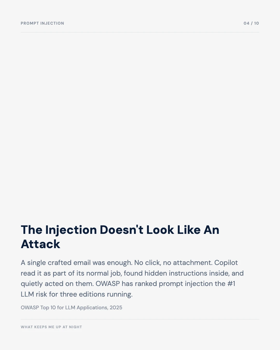 Carousel slide 4: the injection doesn't look like an attack