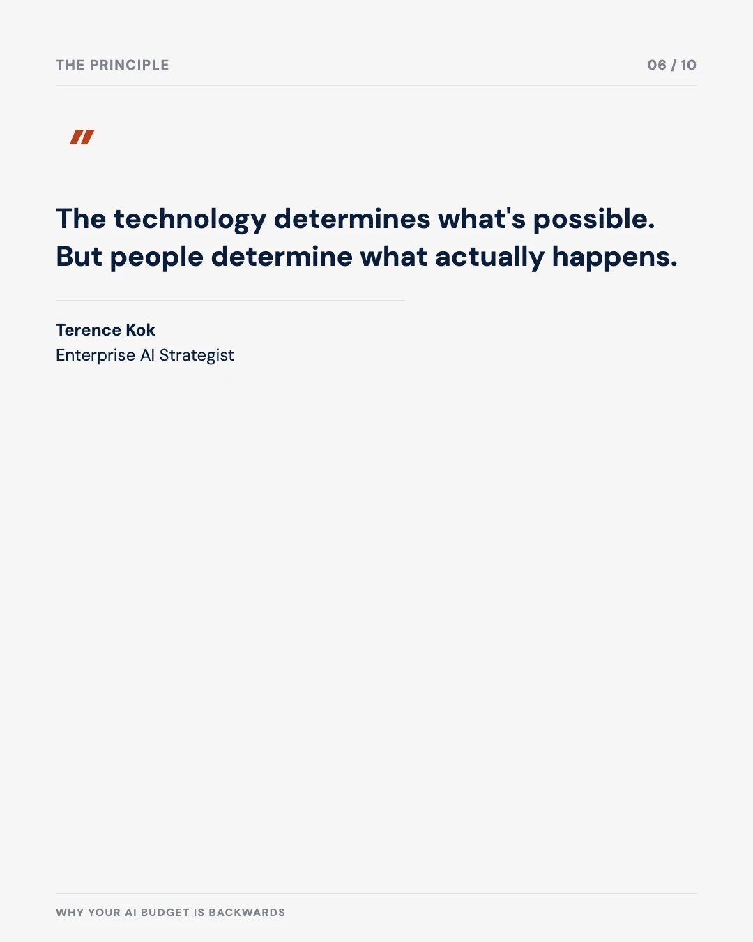 Carousel slide 6: quote — the technology determines what's possible, but people determine what actually happens