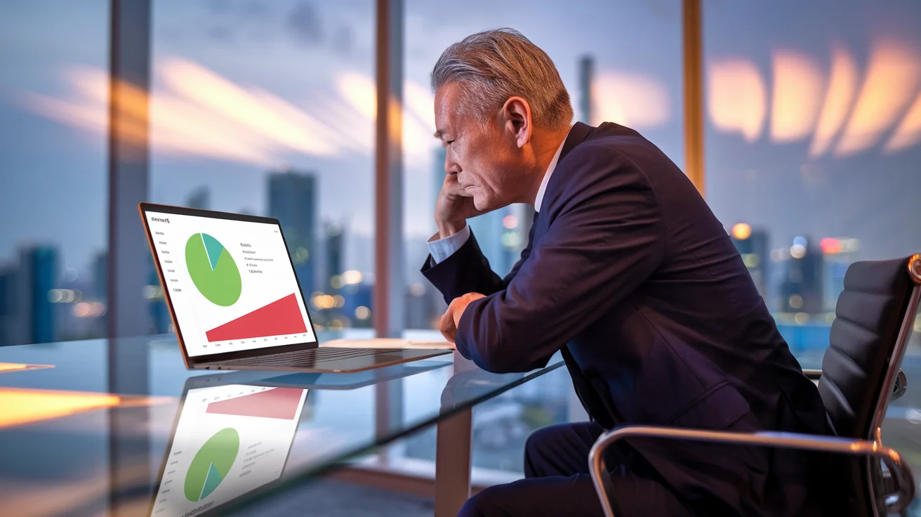 Executive reviewing impressive AI metrics that miss the business impact point