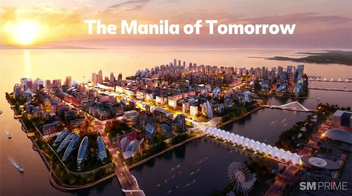 SM Super City, aerial render of three reclaimed islands in Manila Bay, Pasay, Philippines
