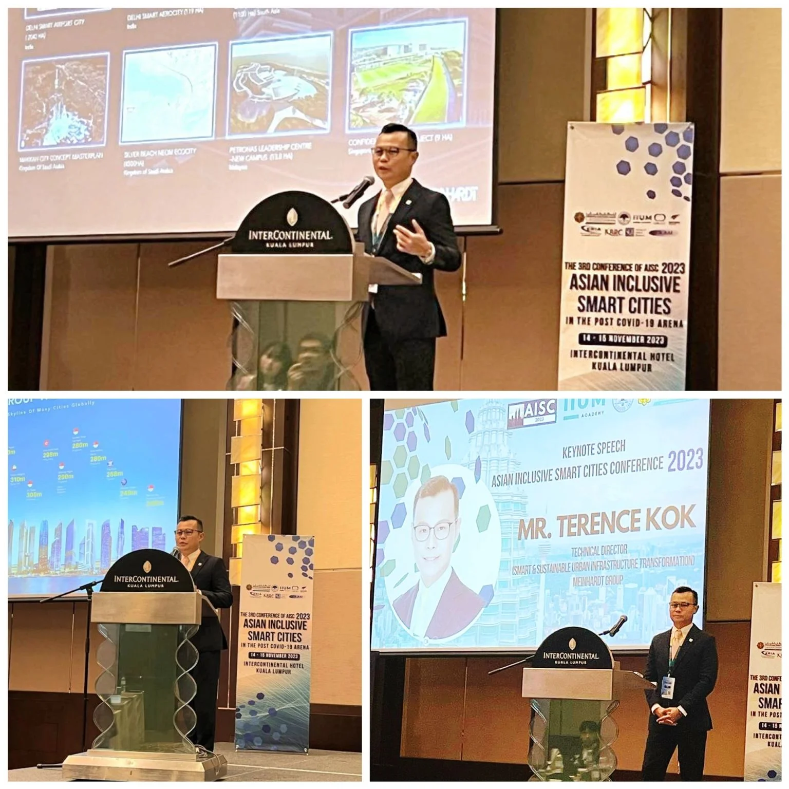 Terence Kok delivering keynote at Asian Inclusive Smart Cities Conference 2023, InterContinental Hotel Kuala Lumpur, AISC 2023
